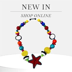 Multicolored beaded star necklace